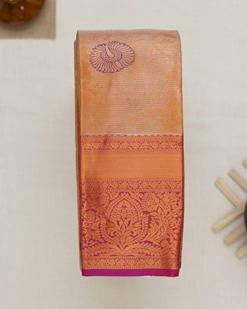 Copper Printed Kanchipuram Tissue Saree