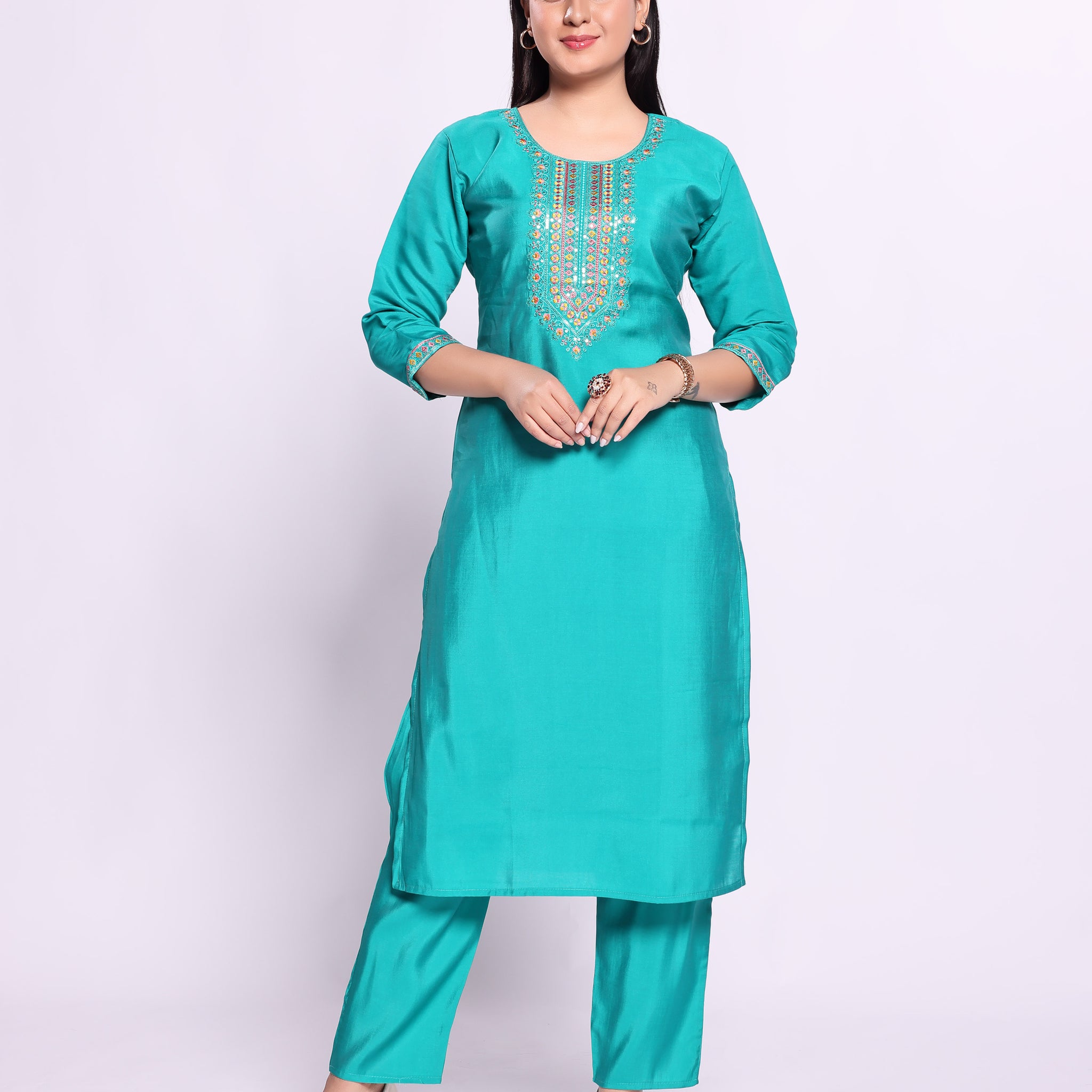 Turquoise Colour Top & Palazzo Set