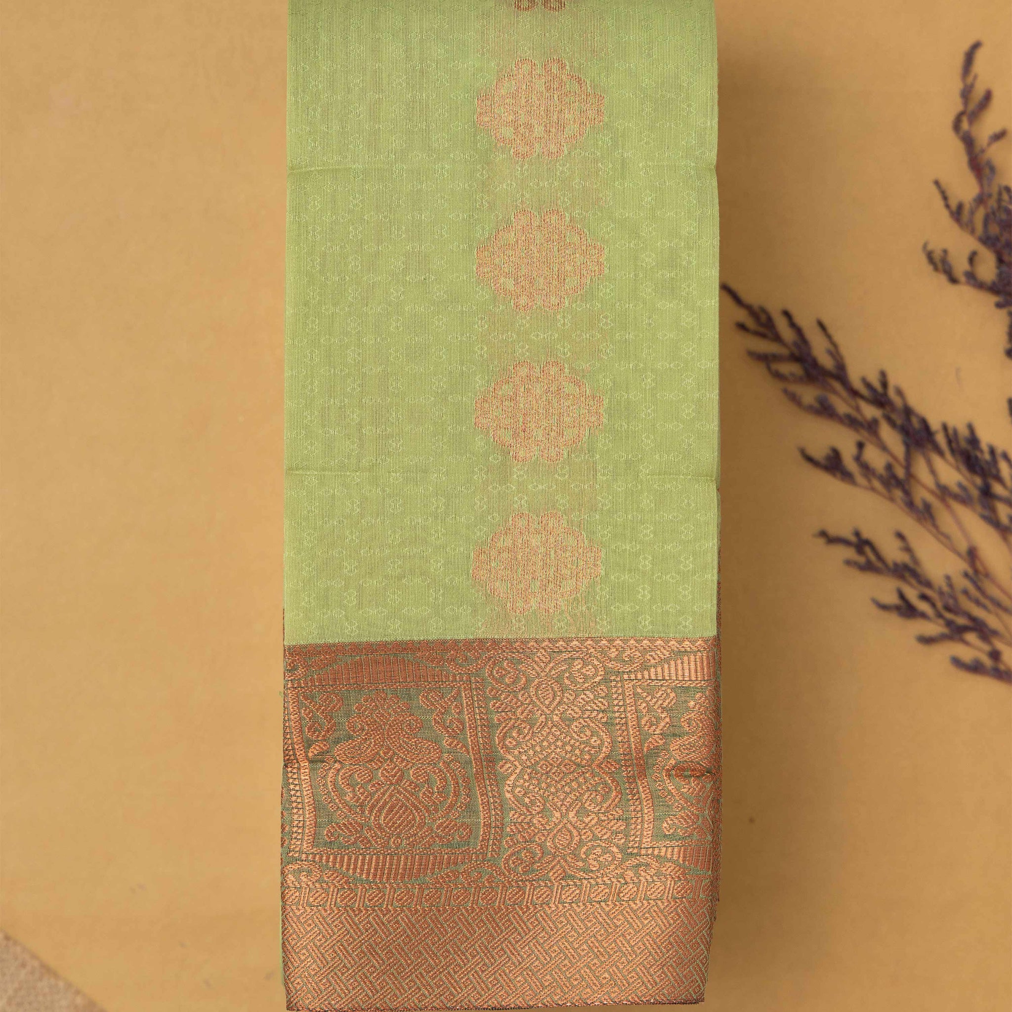 Exquisite Silk Cotton Saree With Motif Designs -Green