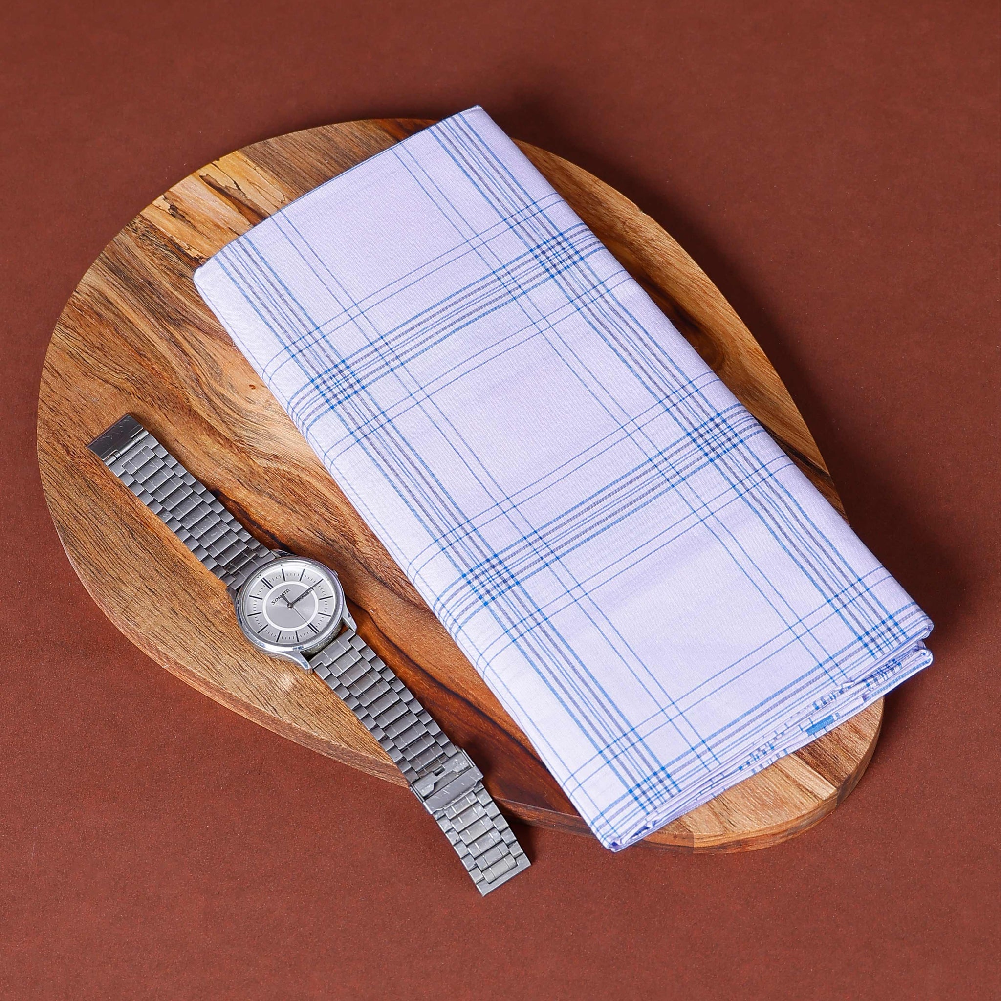 999 Brand Men's Premium Cotton Striped Lungi Stitched - White