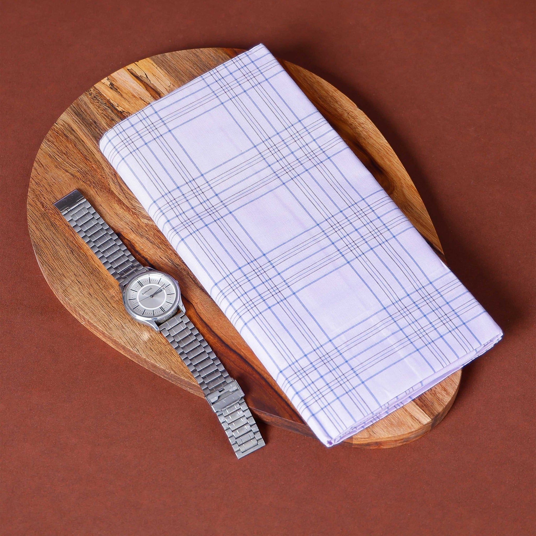 999 Brand Men's Premium Cotton Checked Lungi Stitched - White