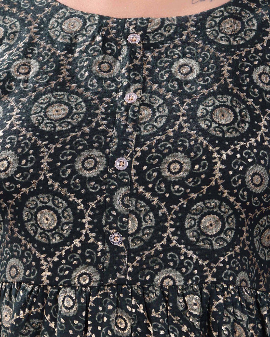 Women's Elegant Printed Flared Kurta  - Green