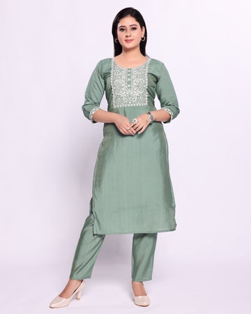 Green Colour Top & Palazzo Set