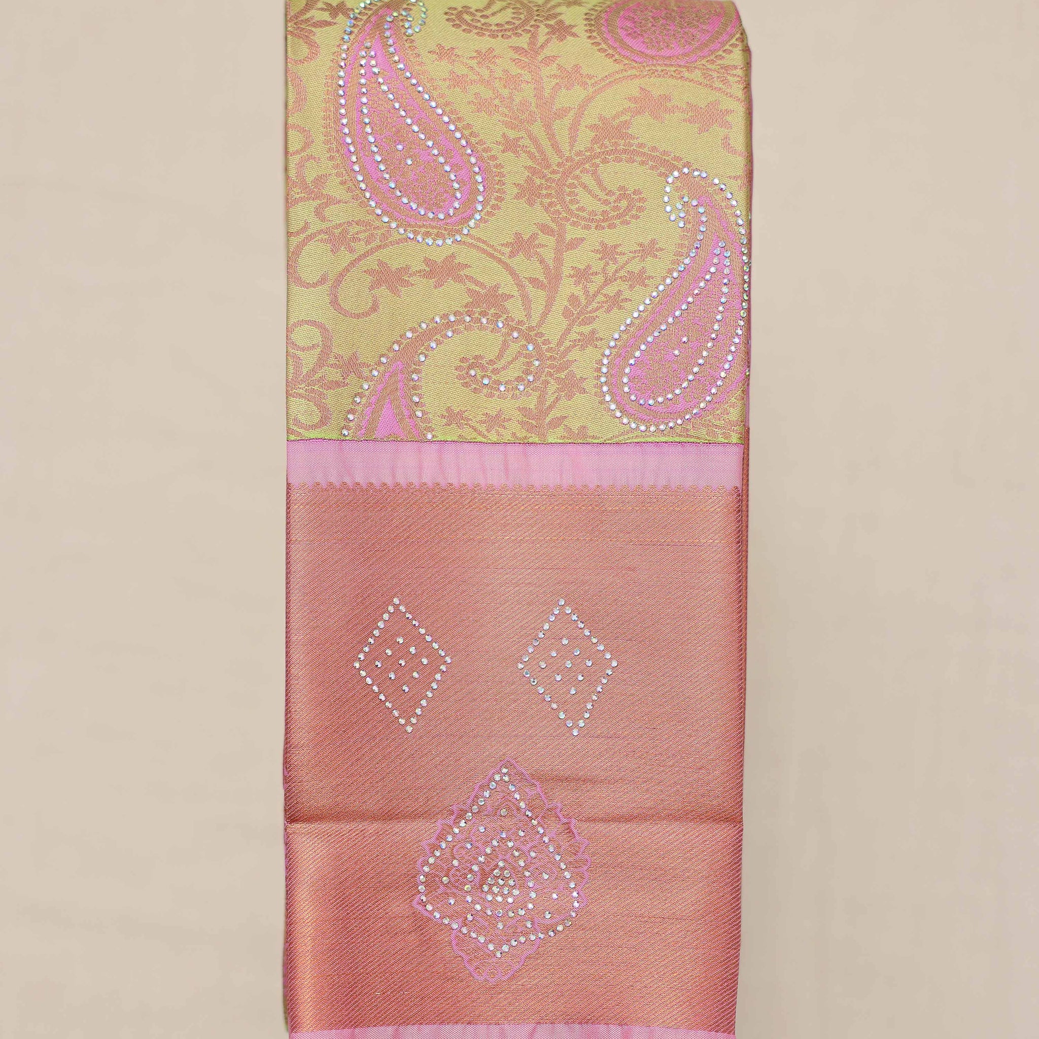 Green Colour Stone Embroidered Premium Silk Saree