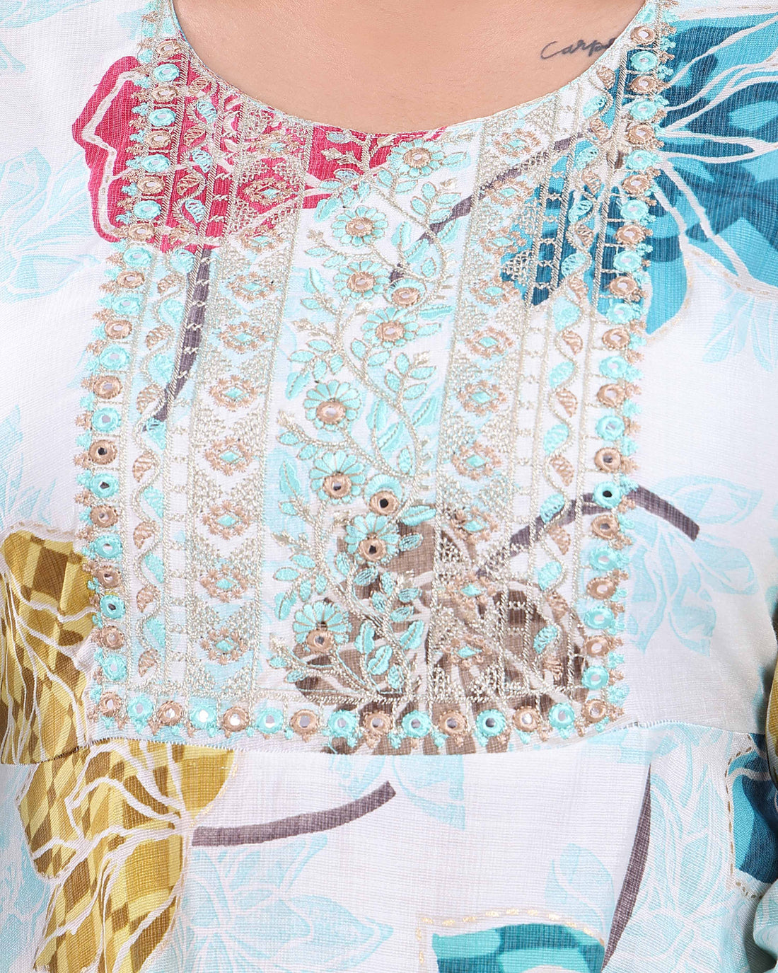 Designer White Colour Floral Printed Women's Kurti