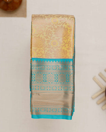 Sandal Printed Kanchipuram Tissue Saree