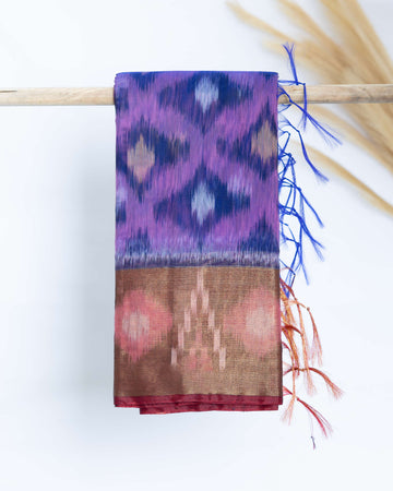 Pochampally Ikkat Handloom Cotton Saree - Purple