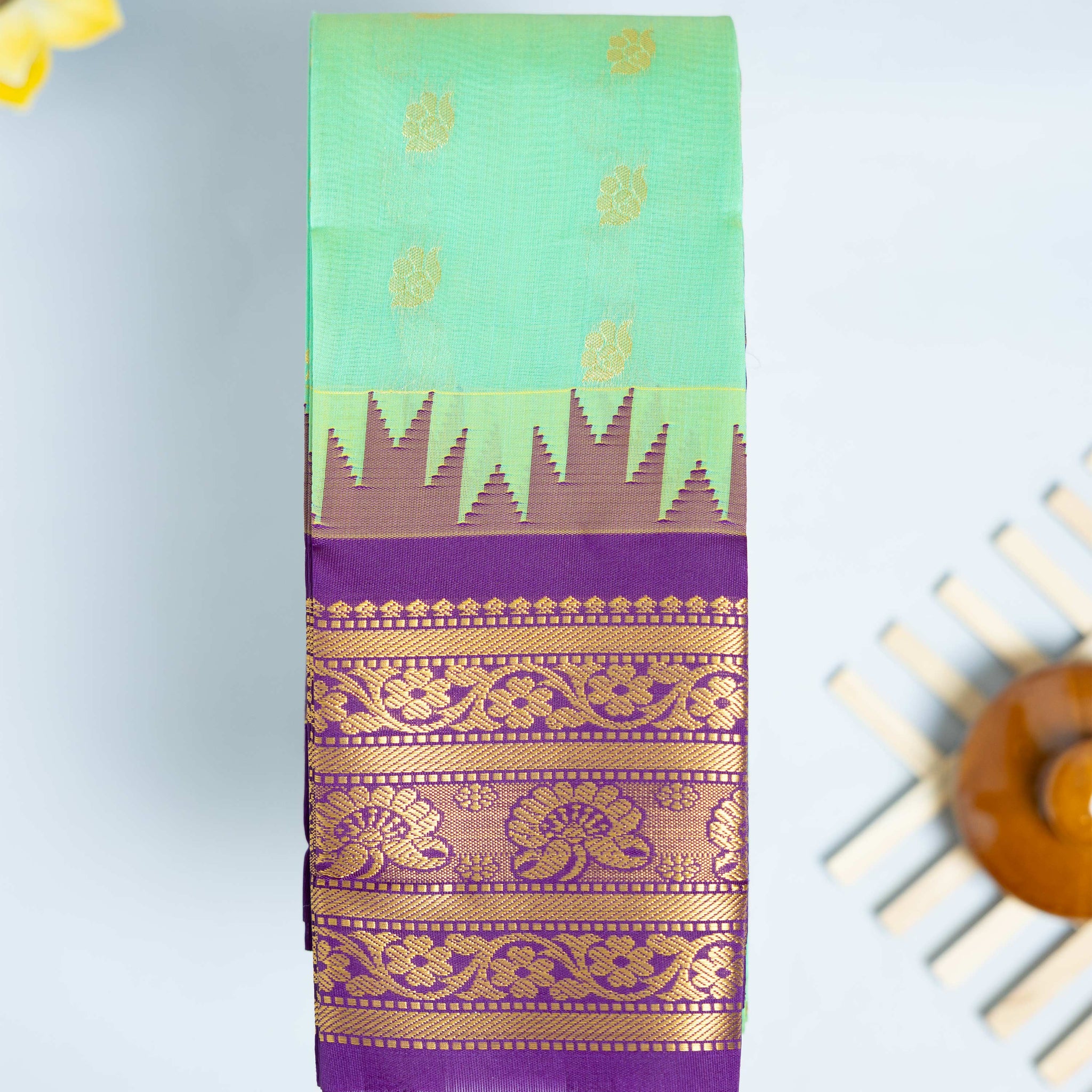Pista Green Color Elampillai Silk Cotton Sarees