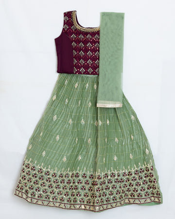 Purple Colour Embroidrered Kids Choli