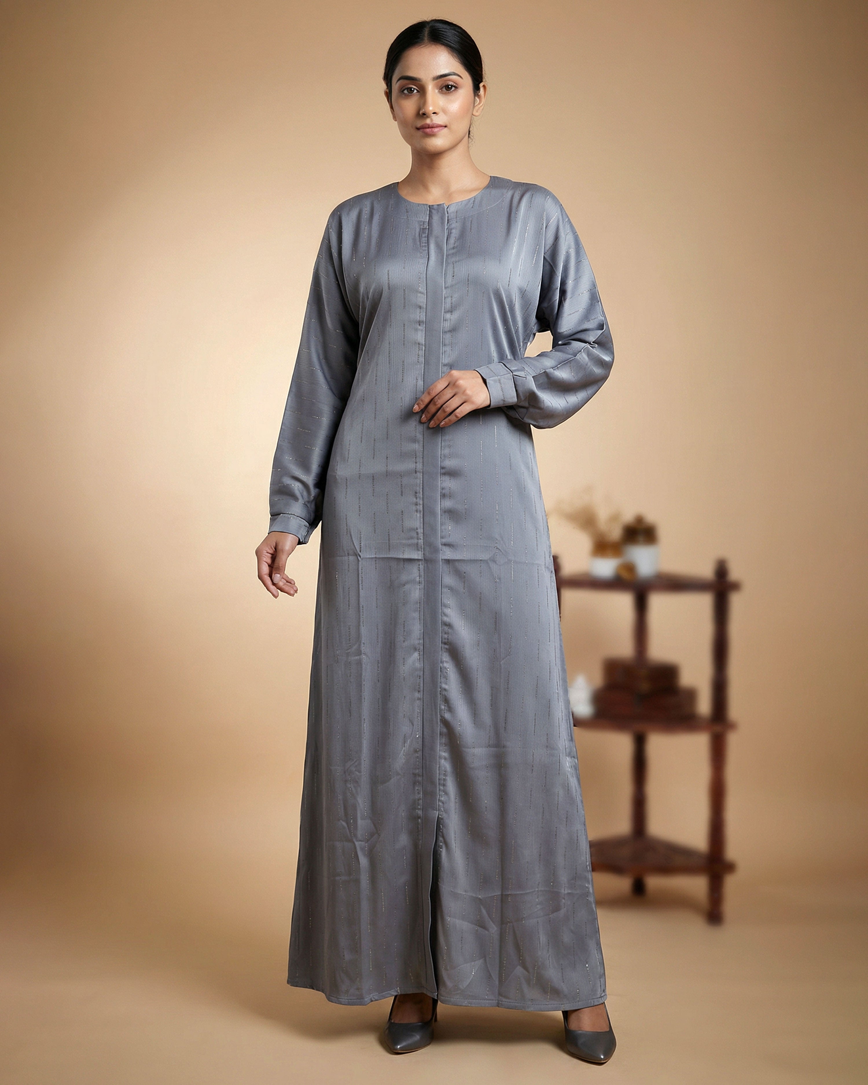 Traditional Women’s Full Length Burqa Grey Sequin