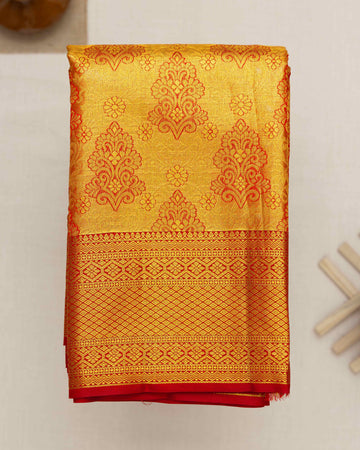 Exquisite Kanchipuram Tissue Silk Saree with Intricate Zari Weave - Gold