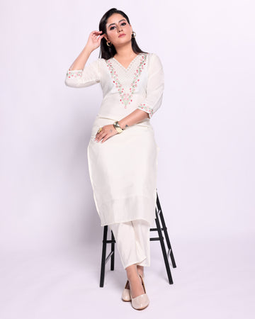 White Colour Top & Palazzo Set