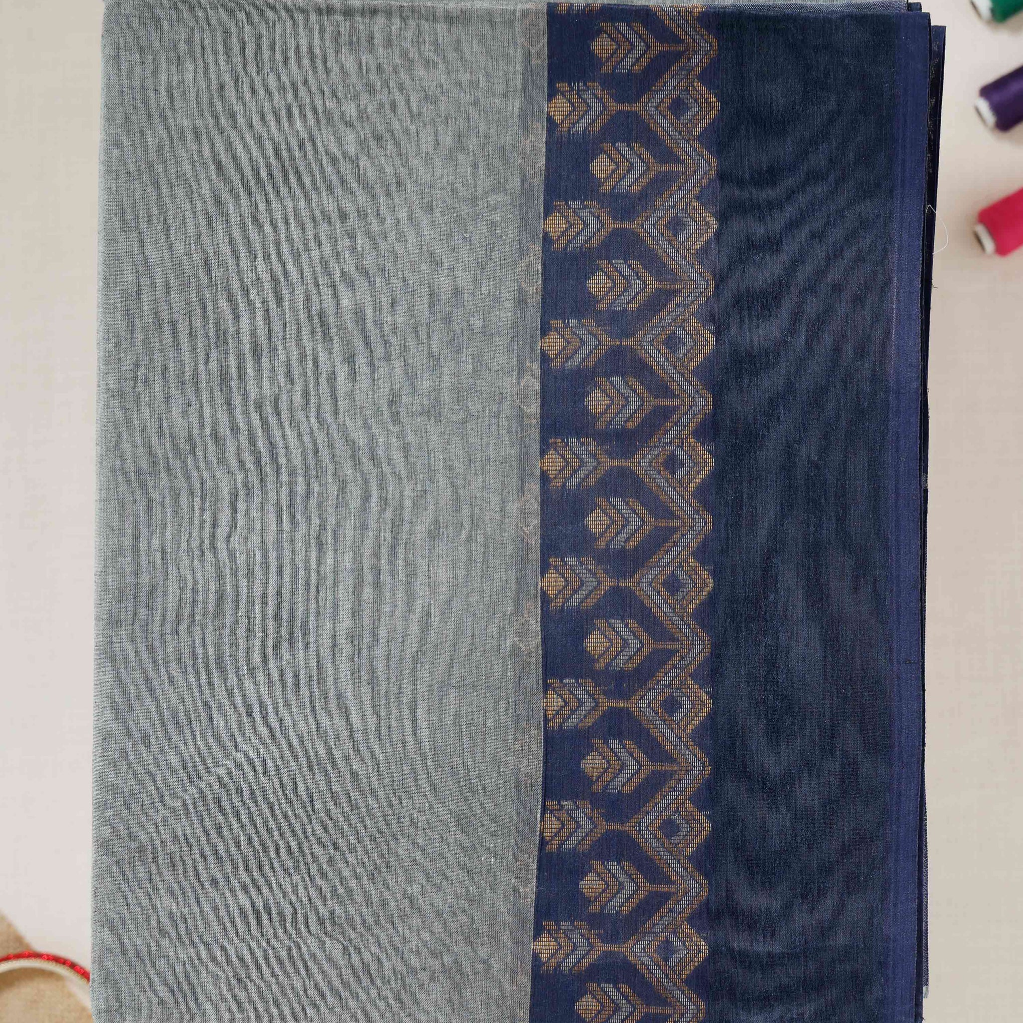 Grey Color Bengal Cotton Saree