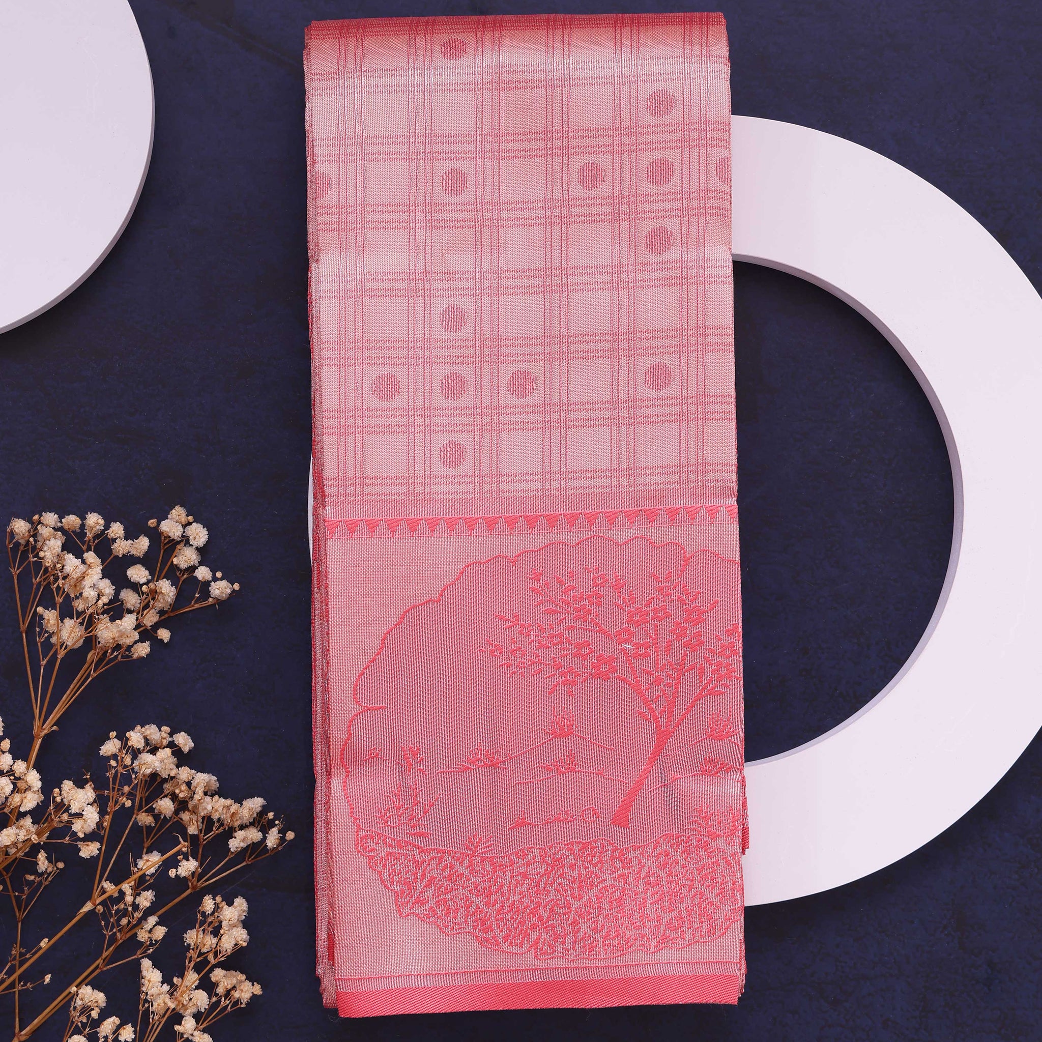 Elampillai Silk Cotton Saree with Elegant Border -Peach