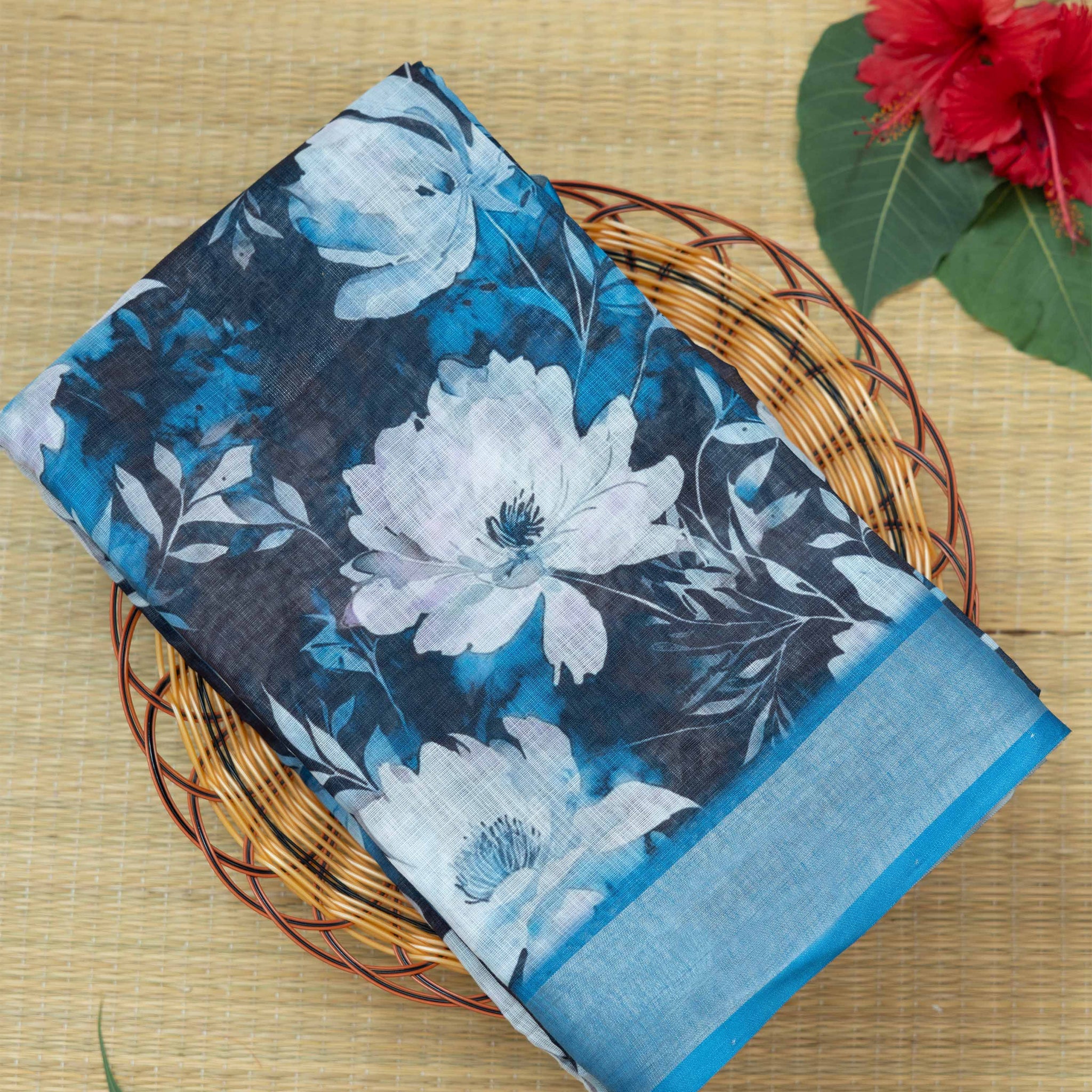 Blue Colour Cotton Saree