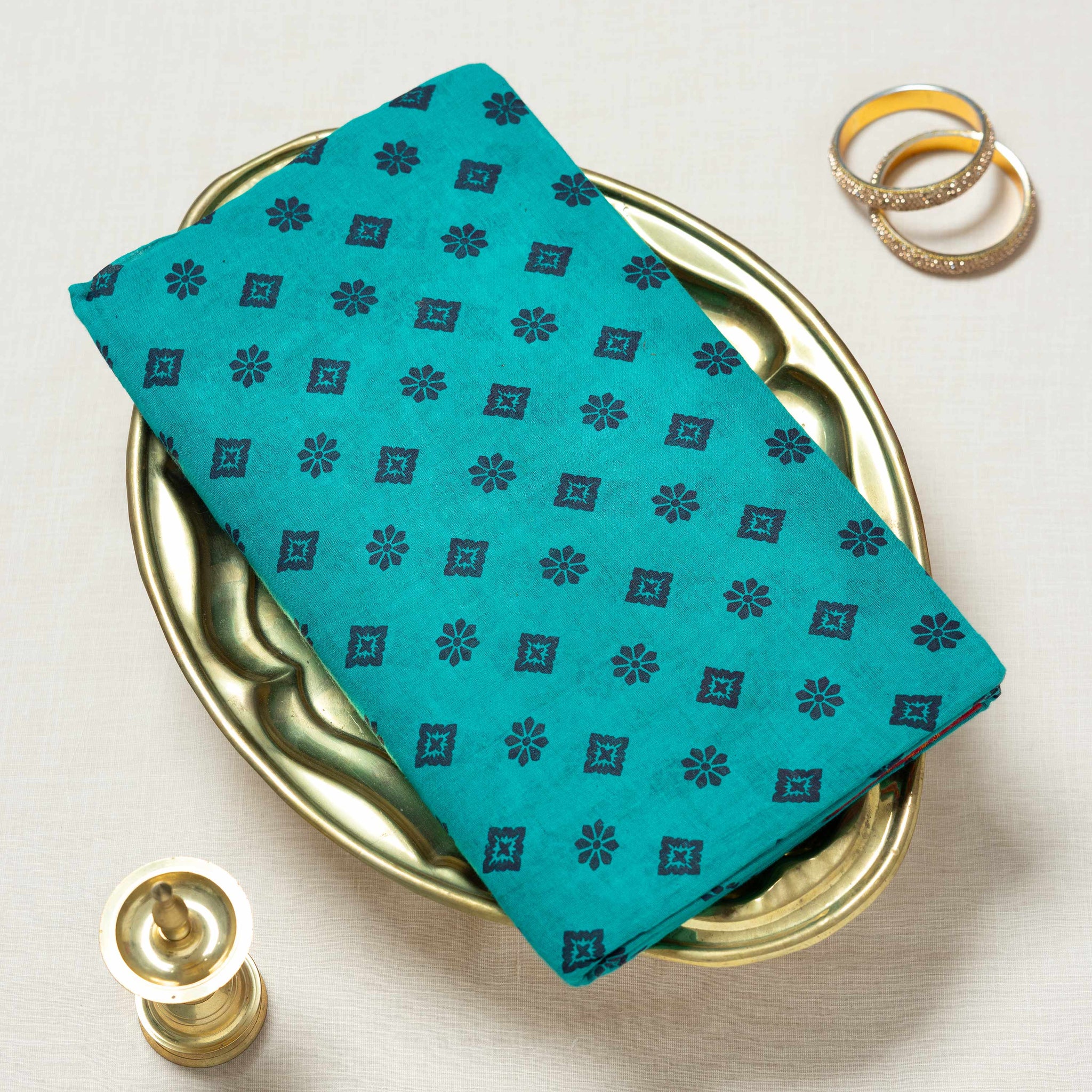 Classic Sungudi Cotton Saree With Printed Design - Green