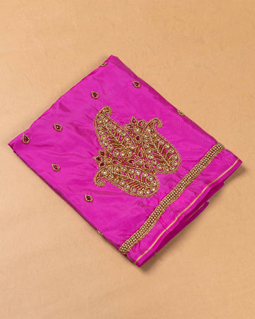 Pink Embroidered Unstitched Blouse Material