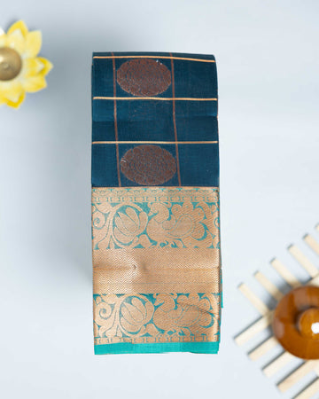 Teal Blue Color Elampillai Silk Cotton Sarees