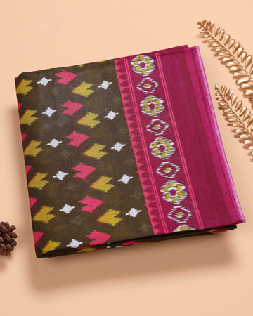 Green Voile Cotton Saree Without Blouse
