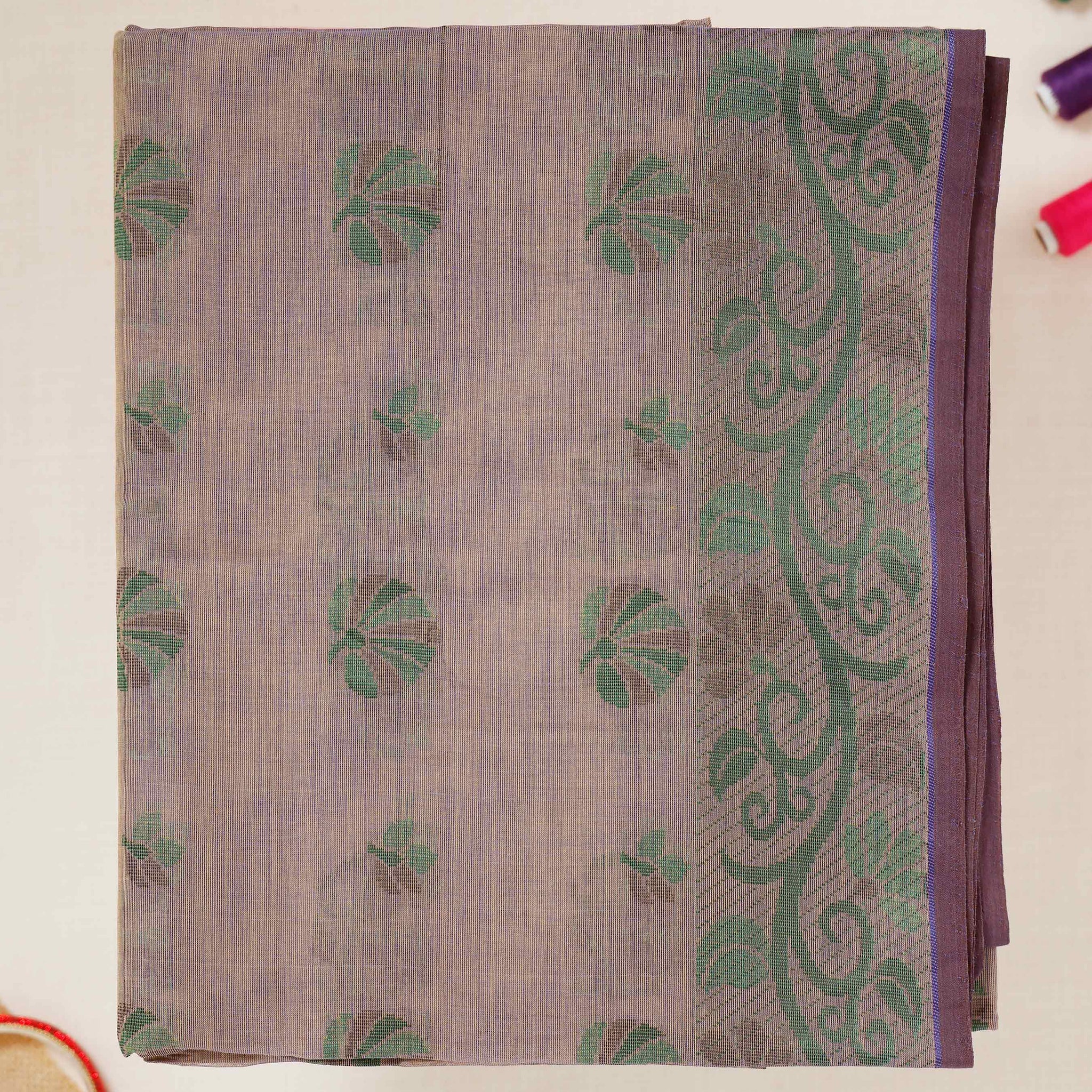 Purple Printed Bengal Cotton Saree