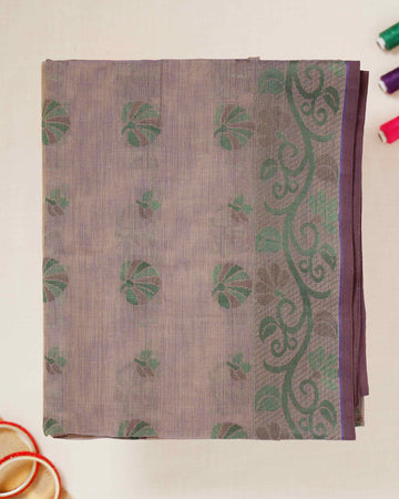 Purple Printed Bengal Cotton Saree