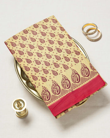 Sandal Printed Sungudi Cotton Saree