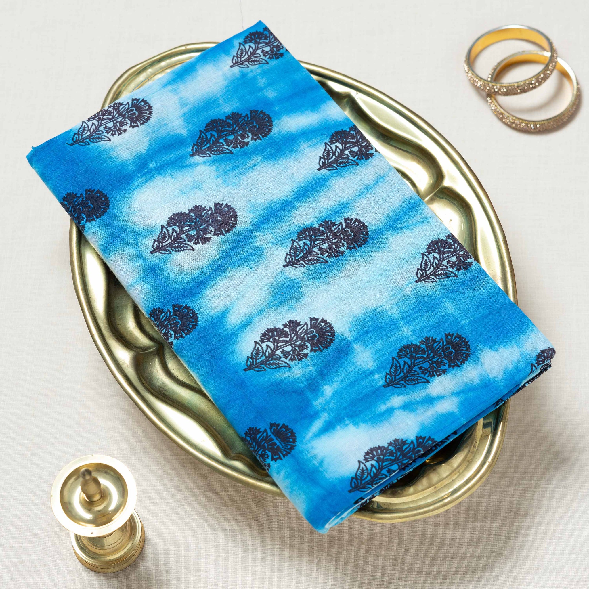 Blue Printed Sungudi Cotton Saree