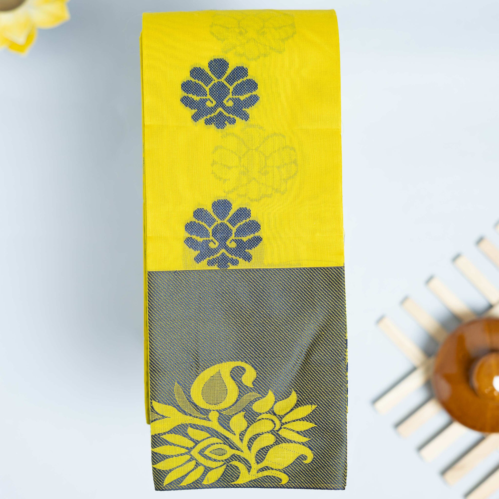 Yellow Color Elampillai Silk Cotton Sarees