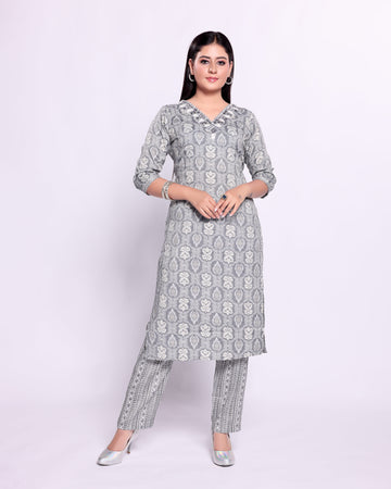 Grey Colour Top & Palazzo Set