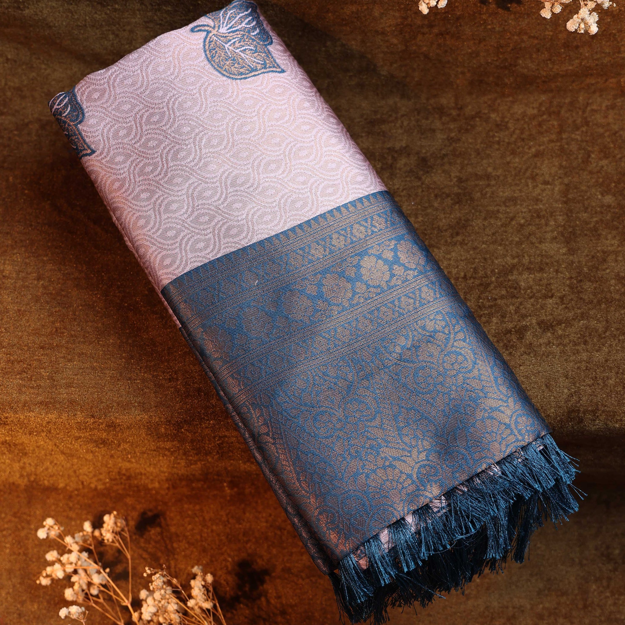 Zari Woven Litchi Silk Saree - Peach
