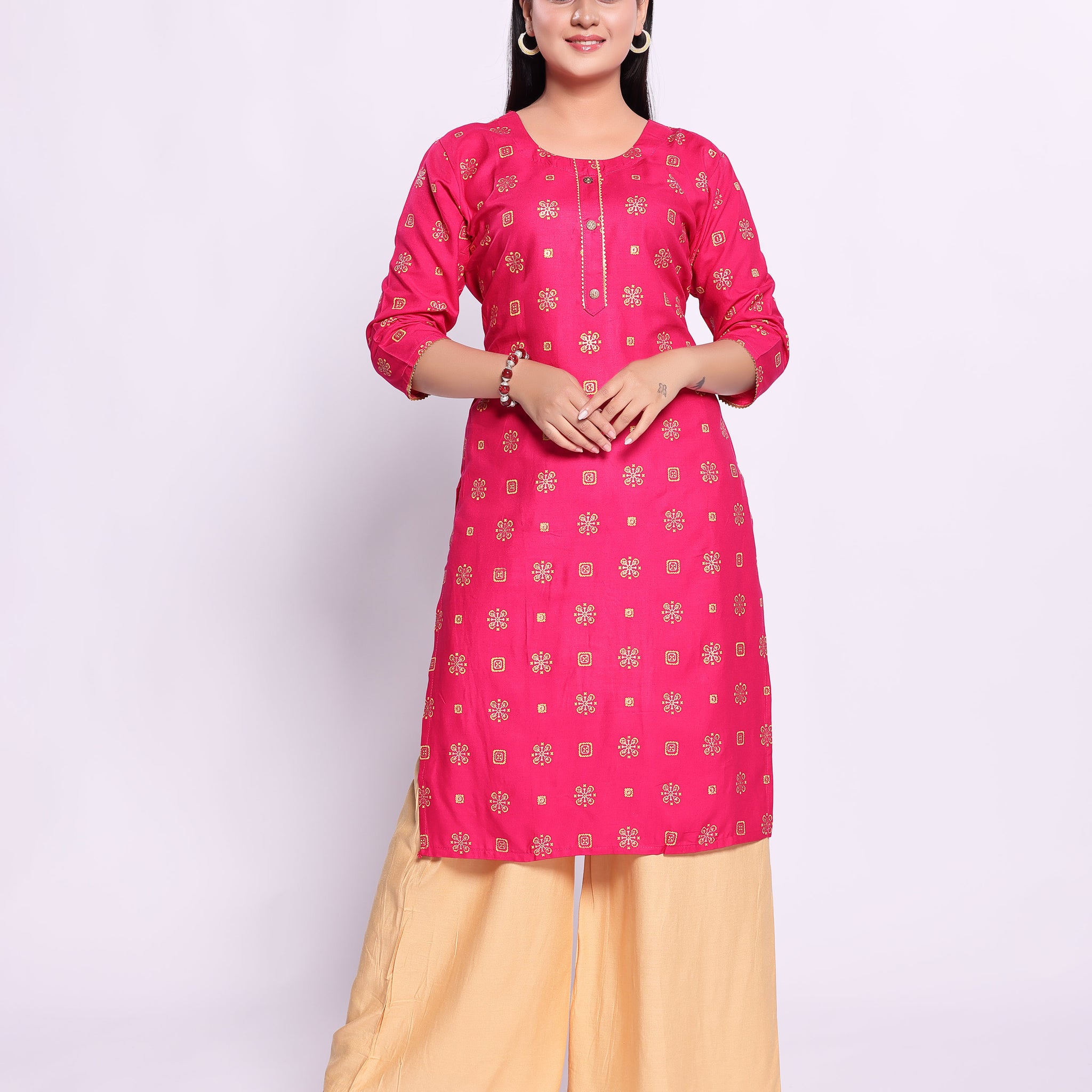 Pink Colour Top & Palazzo Set