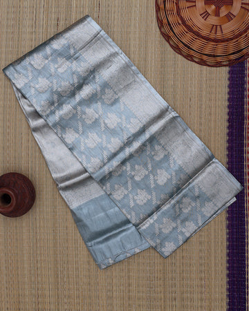 Ethnic Printed Tissue Saree - Grey