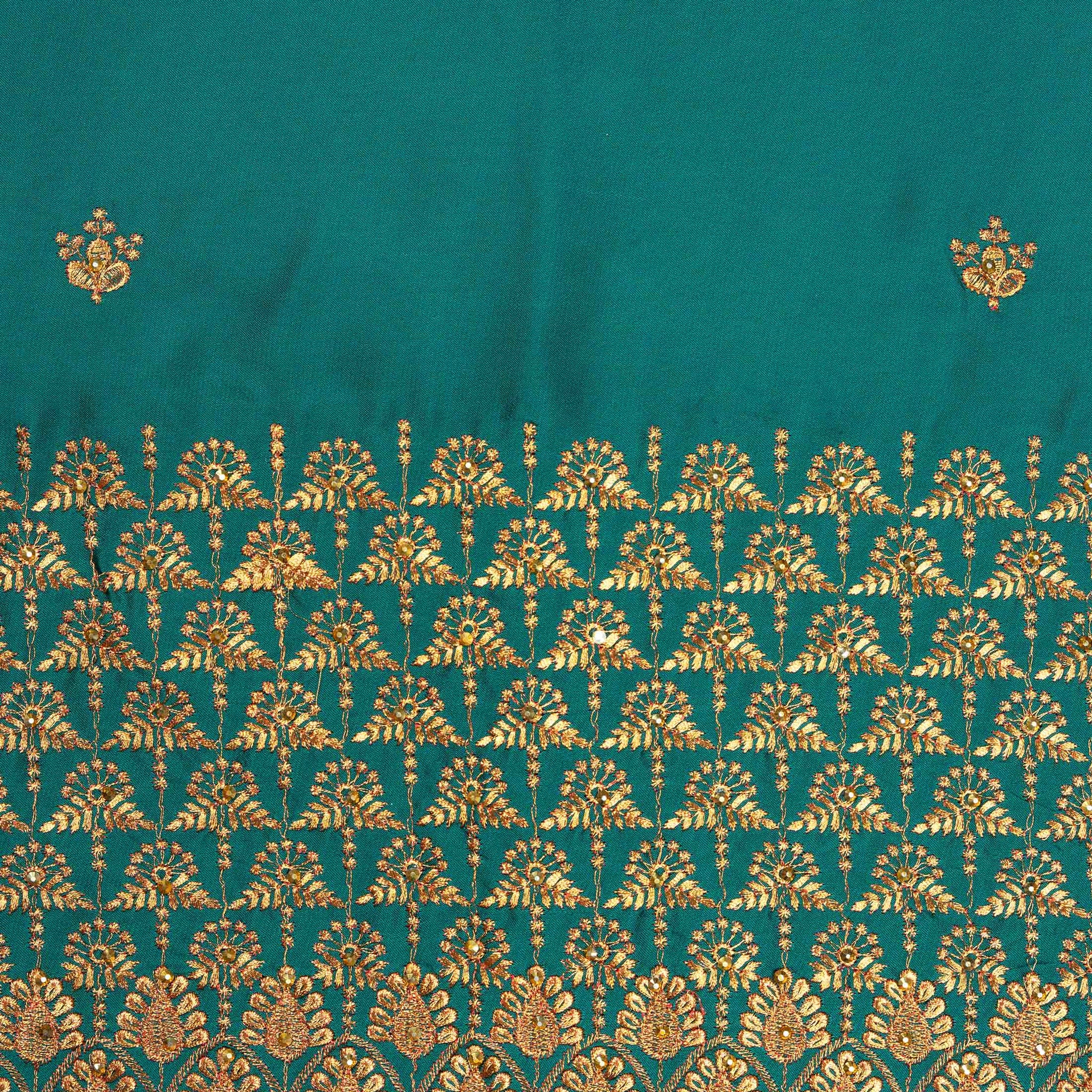 Green Embroidered Unstitched Blouse Material
