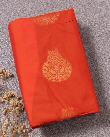 Ethnic Thread Design Semi Silk Saree - Orange