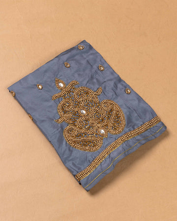 Grey Embroidered Unstitched Blouse Material