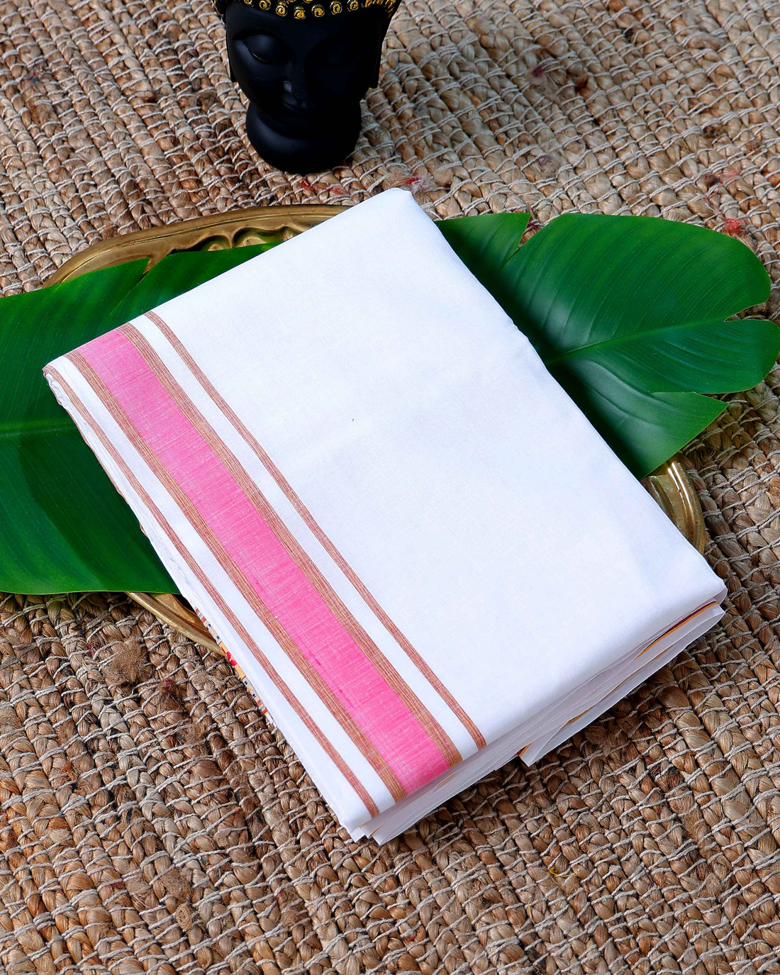 Men’s Cotton Dhoti with Multi Zari Border - White