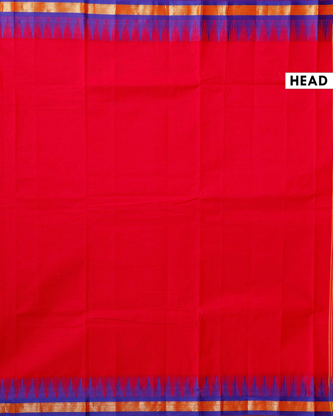 Traditional Chettinad Cotton Saree with Contrast Temple Border and Intricate Zari Detailing - Pink