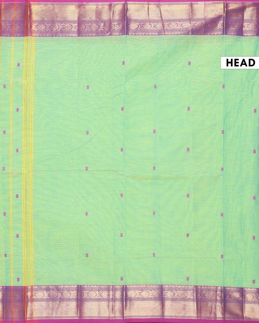 Elegant Handloom Chettinad Cotton Saree with Zari Woven Traditional Temple Border and Subtle Body - Green