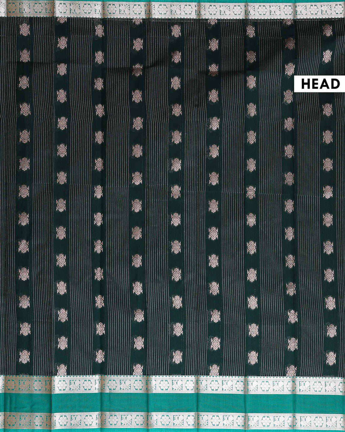 Elegant Elampillai Silk Cotton Saree with Fine Vertical Stripes Traditional Motif Buttas and Rich Zari Woven Border - Green