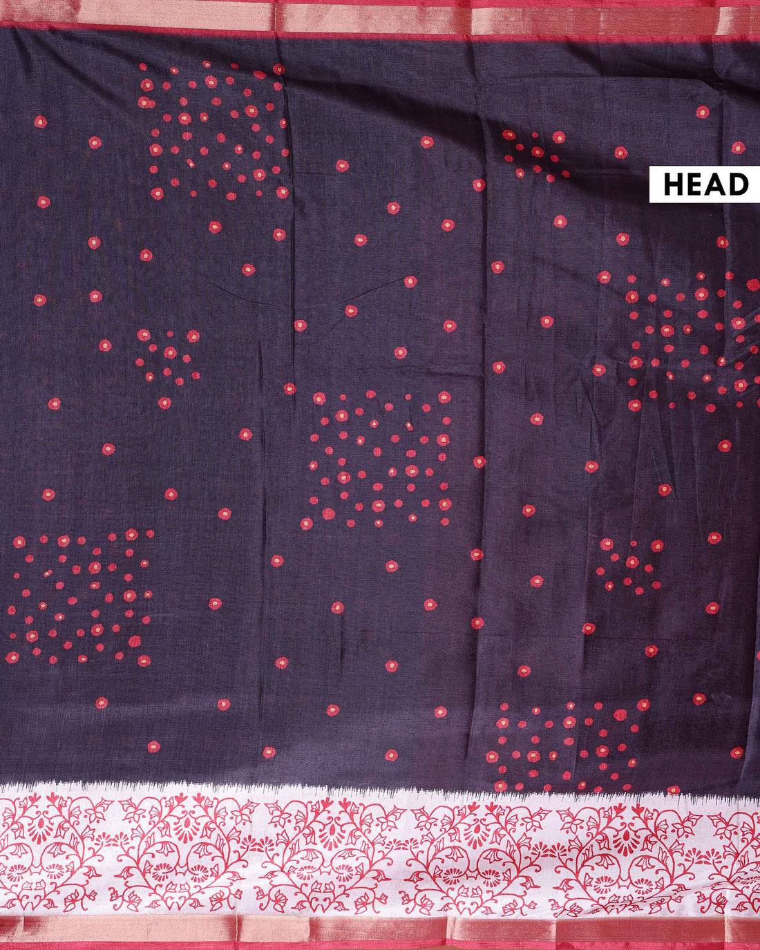 Elegant Dola Saree with Woven Polka Dot Motifs and Detailed Floral Border - Black
