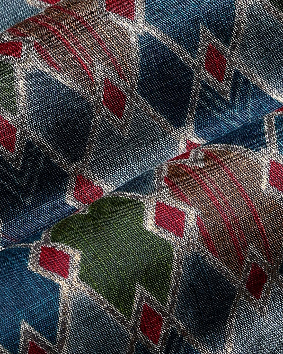 Women’s Handloom Cotton 1 Meter Blouse Material with Ikkat Inspired Motifs - Multi