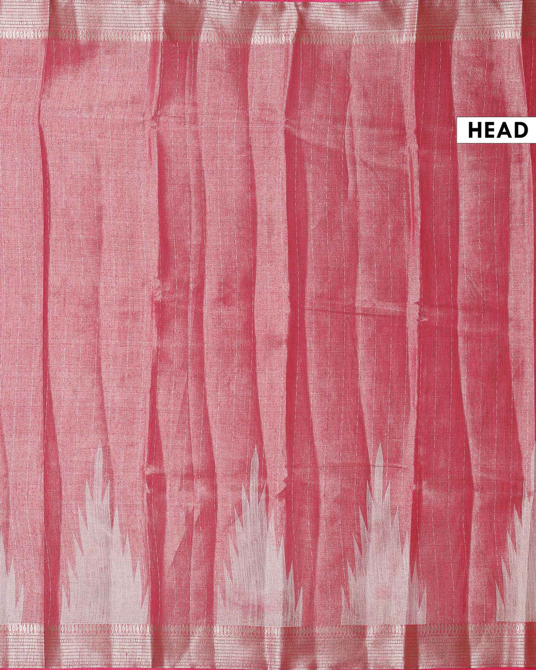 Classic Semi Tissue Saree with Ikkat Inspired Printed Body and a Subtle Zari Border – Pink