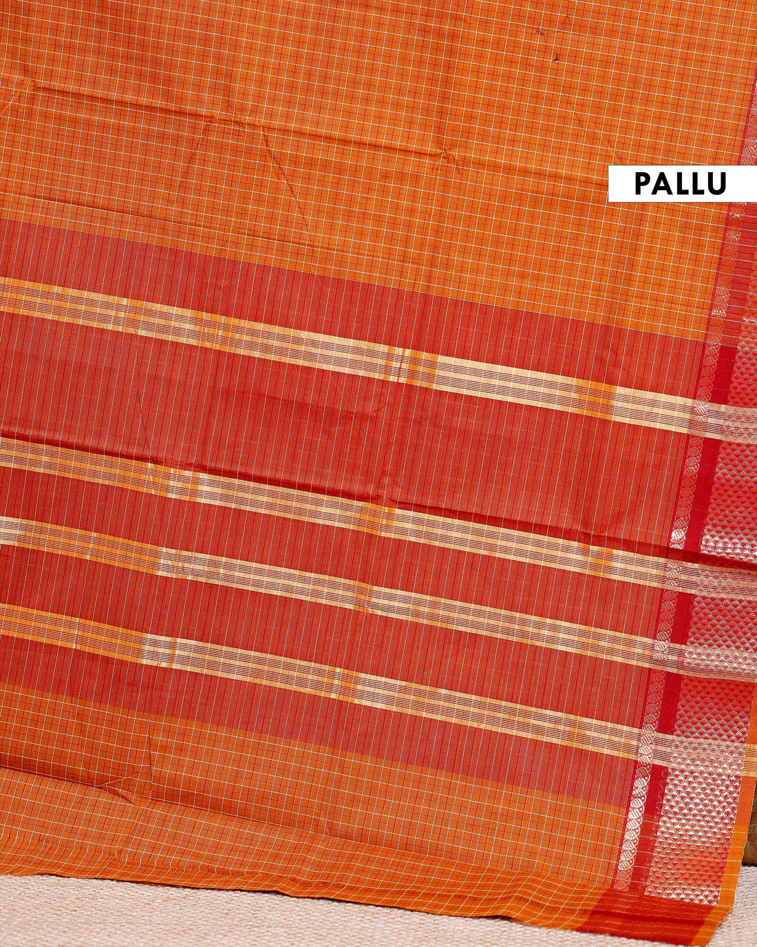 Chettinad Cotton Saree with Checked Pattern and Zari Woven Border - Mustard