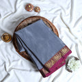 Banana Pith Saree With Elegant Gold Zari Border