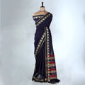 Navy Blue Mangalagiri Cotton Saree for Women | Festive Summer Collection | Jeyachandran - Full View