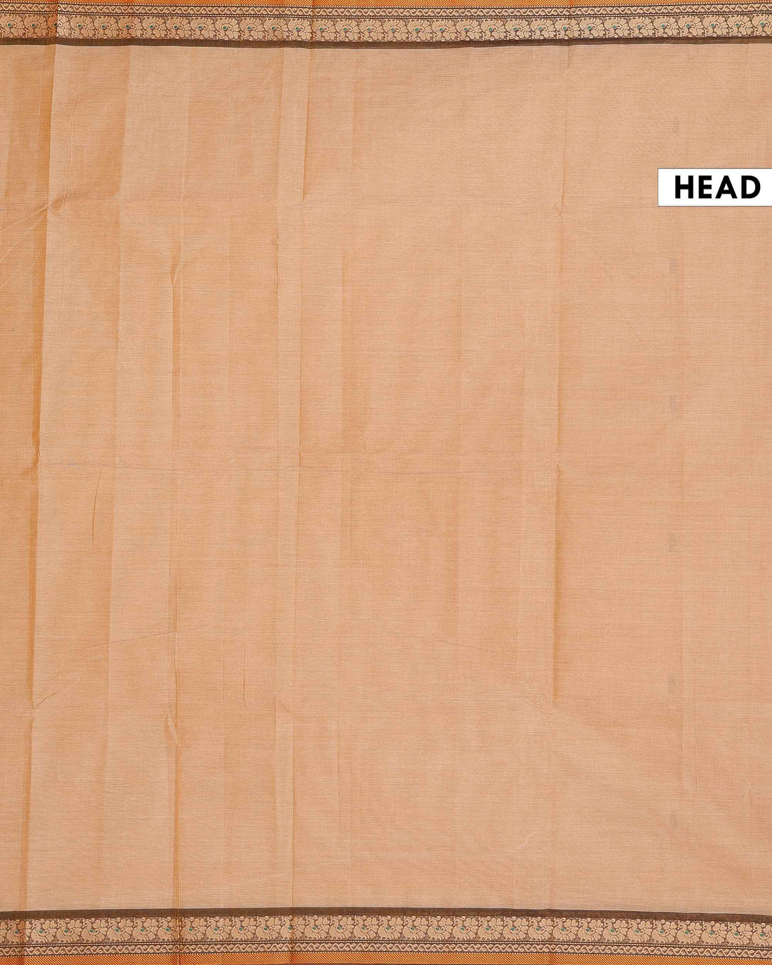 Traditional Chettinad Cotton Saree with Traditional Floral Zari Border - Brown