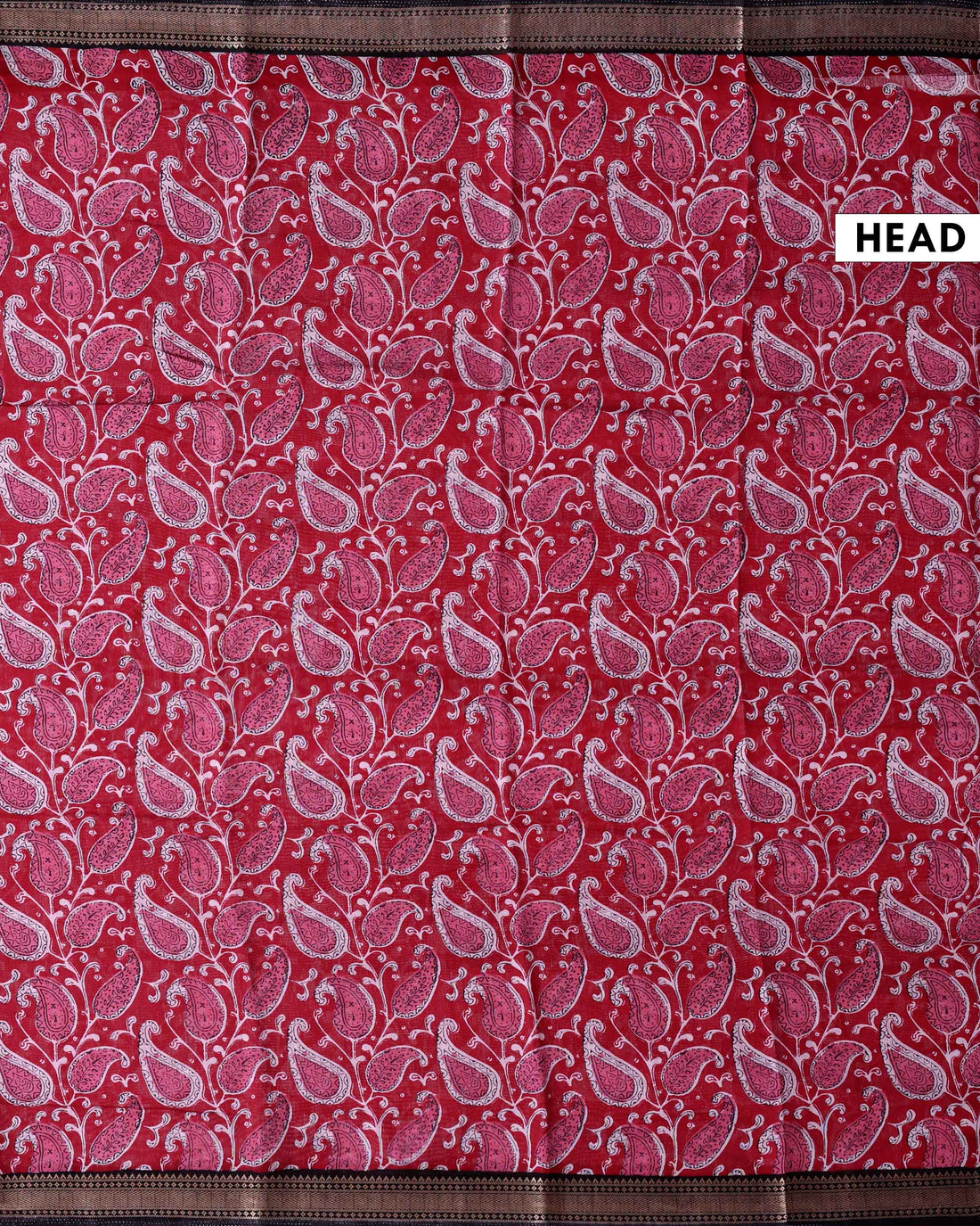 Elegant Semi Chanderi Saree with Paisley Inspired Print and Contrast Zari Border - Red