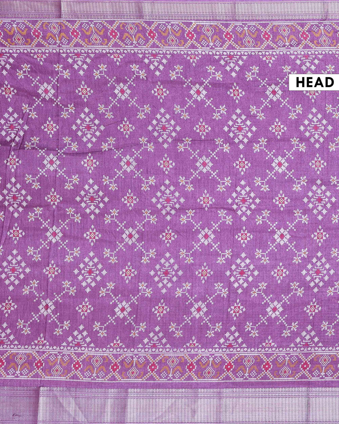 Elegant Dola Silk Saree with All-Over Geometric Floral Motifs and Traditional Zari Woven Border - Purple