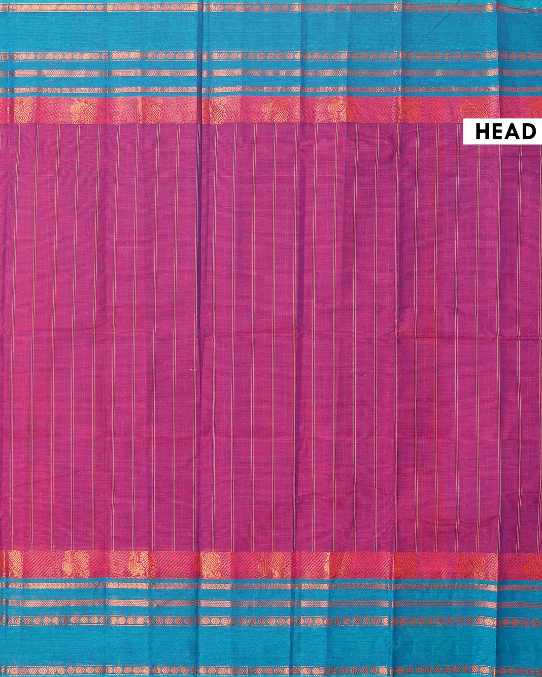 Handwoven Chettinad Cotton Saree with Traditional Zari Border - Purple