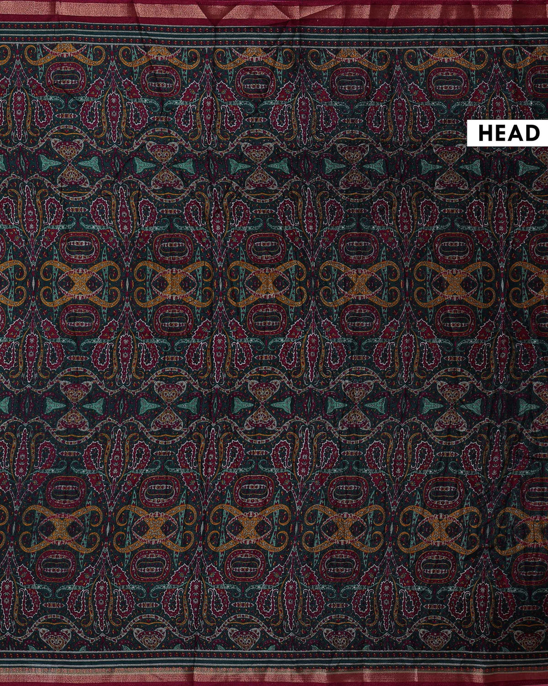 Elegant Art Silk Saree with Traditional Paisley & Geometric Motifs Printed and Contrast Woven Border - Multi